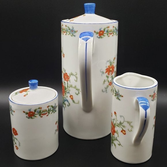 Schmid Design Folio Vintage Orange Flower Porcelain Coffee and Tea Service Set - Picture 10 of 10